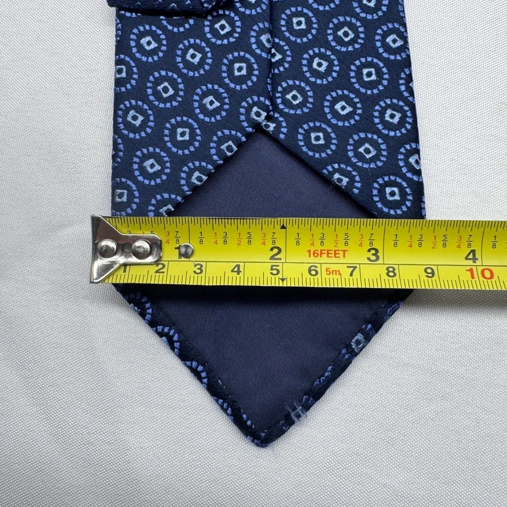 Charvet Silk Tie Mens OS Blue Geometric Medallion French Luxury Formal Dapper